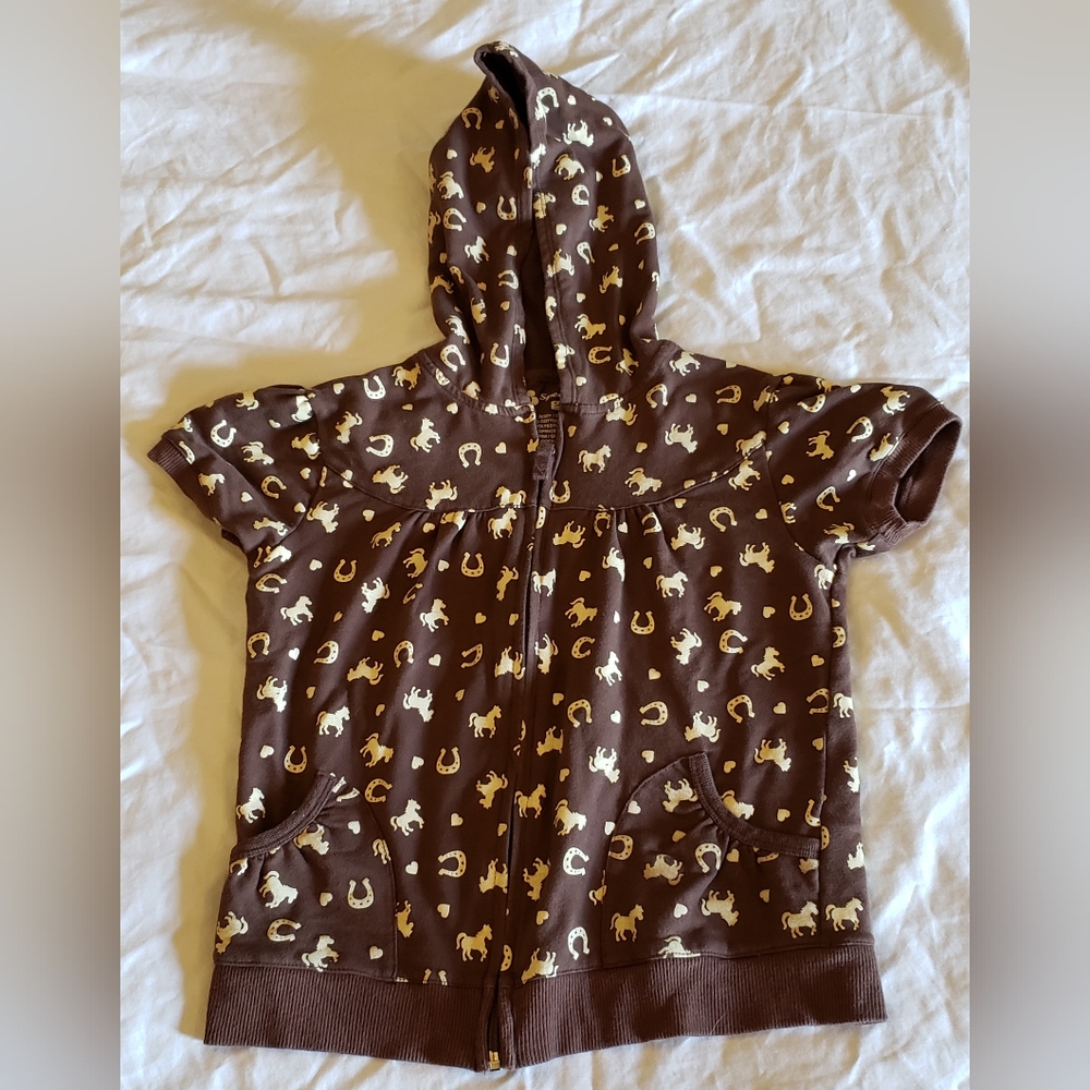 Short Sleeve Zip Up Hoodie Jacket Girls Size XL16